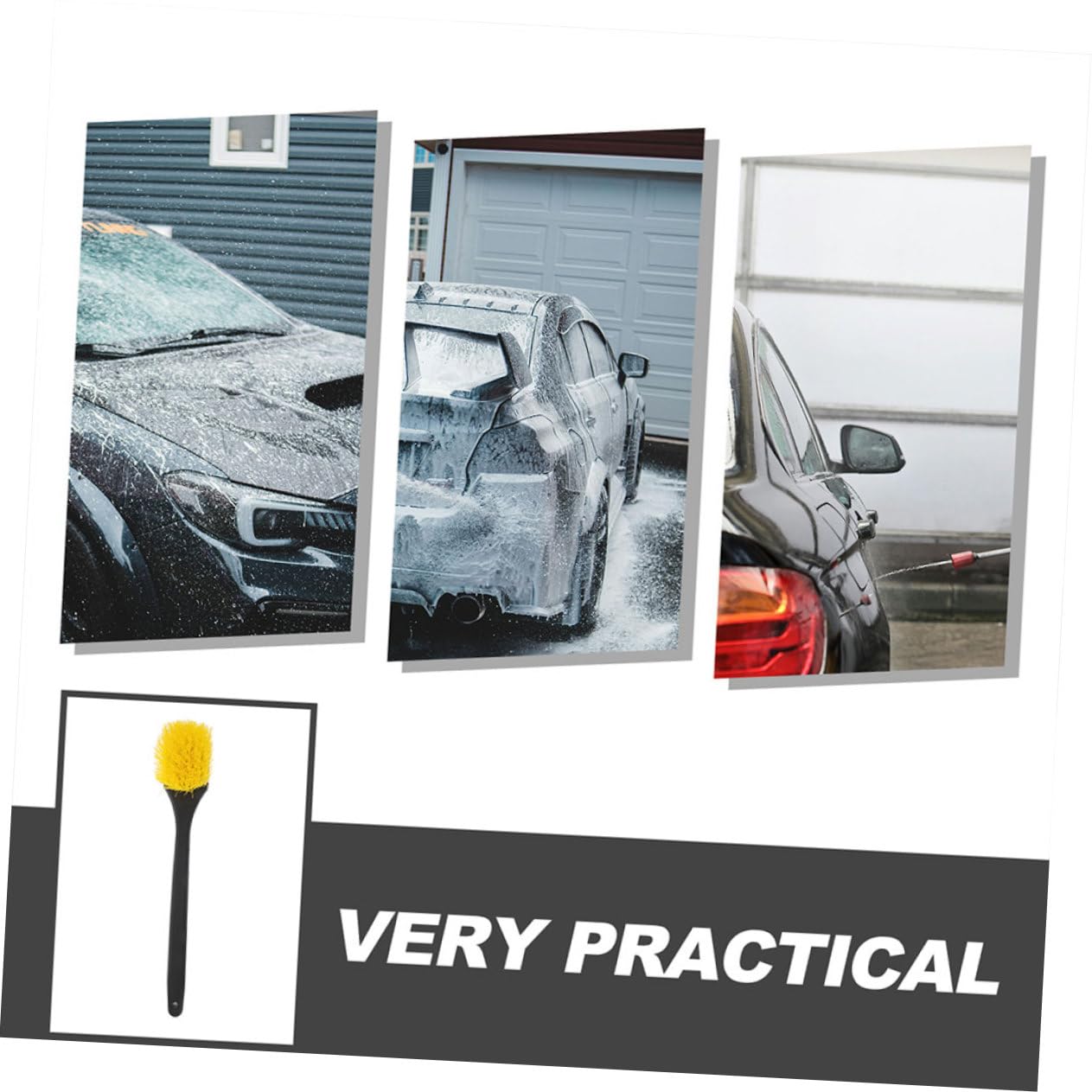 Zerodeko 2pezzi Spazzola per Pulizia Cerchi Auto Manico Setole Resistenti Kit Pulizia Ruote Pneumatici per Detailing Auto e Rimozione Sporco