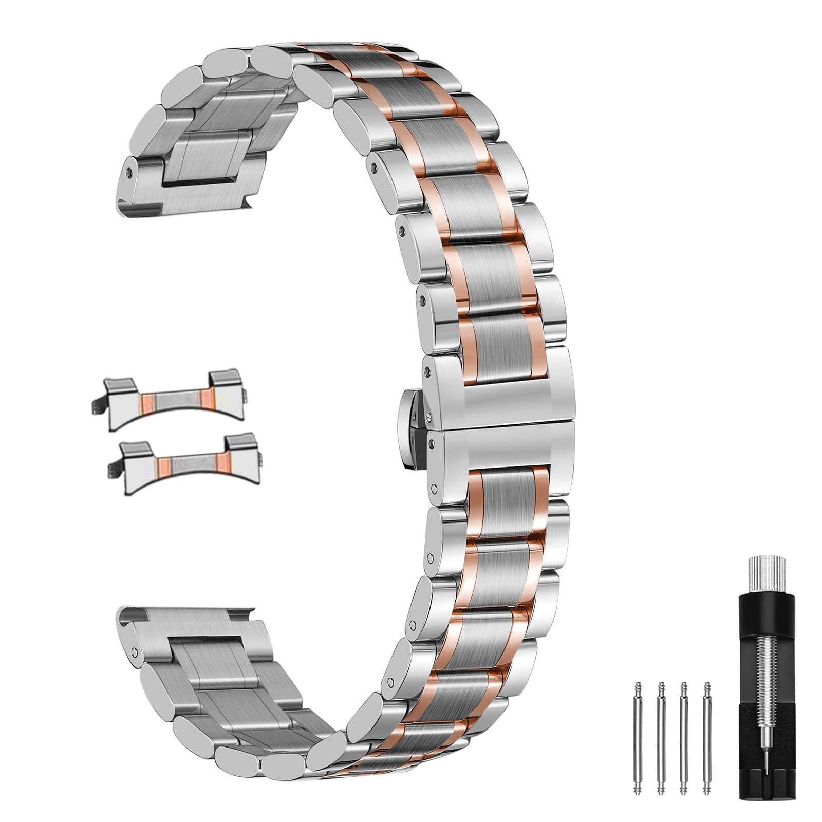Nelumbo Quick Release Metal Chain Butterfly Clasp Watch Bands 18mm 19mm 20mm 21mm 22mm 24mm Stainless steel Watch Strap Bracelet Replacement