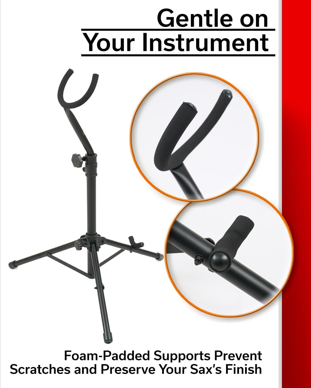 Hamilton KB970 Baritone Saxophone Stand, Heavy-Duty Stable Floor Stand with Protective Padding