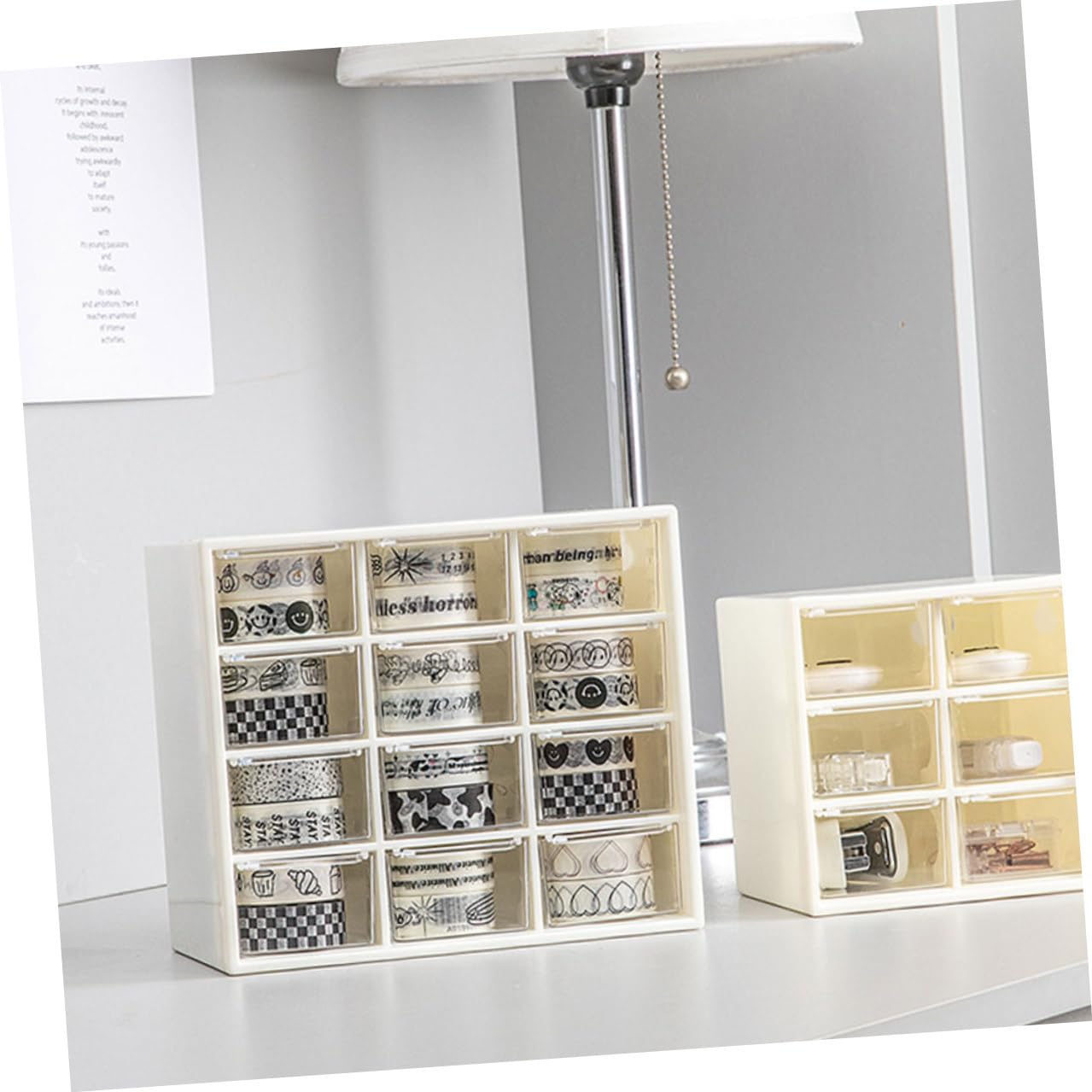 Portaoggetti da Scrivania e Bagno in Plastica Bianco Ampia Capacità per Organizzazione Pratica di Oggetti di Ufficio e Beauty