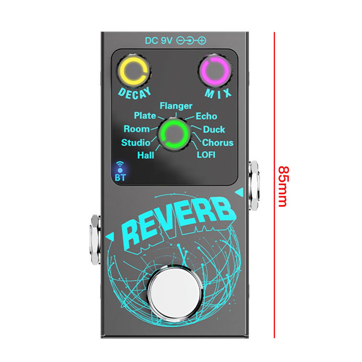 Laroal Guitar Digital Reverb Effector 9 Reverb Tones Guitar Effects Pedal Guitar Effect Pedal Accompaniment Decay/Mix Luminous Control Knobs - Image 2