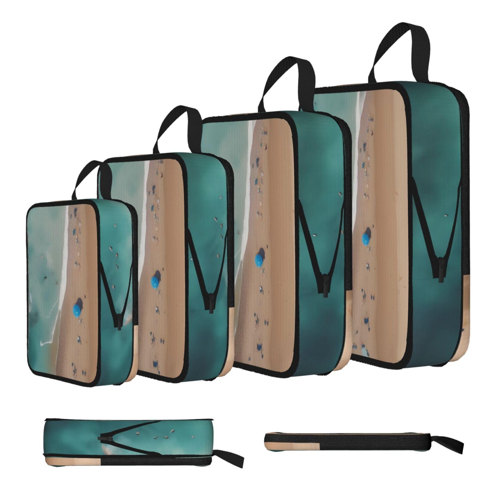 Aerial view of the beach Compression Packing Cubes 4 Piece Set