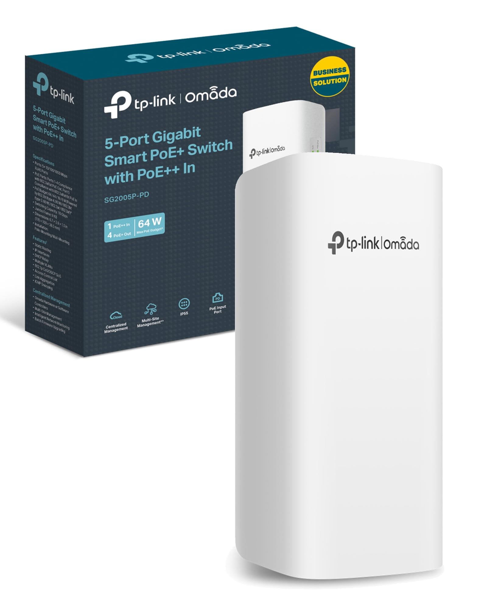 TP-Link Switch Smart Ethernet a 5 porte Gigabit per esterni, splitter di rete PoE fino a 200 m, ingresso PoE++ a 1 porta e uscita PoE+ a 4 porte, resistente alle intemperie, gestione del cloud