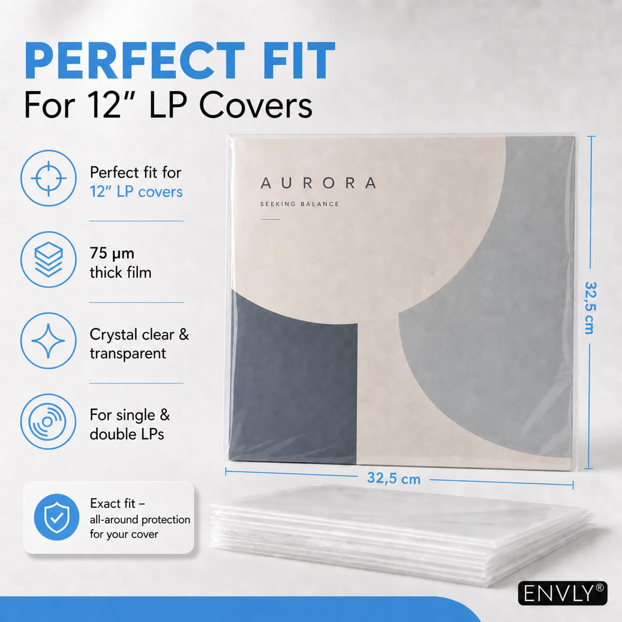 rękawy do płyt (50 sztuk) | 12" | 32,5cm | przezroczyste rękawy | rękawy ochronne LP | rękawy zewnętrzne | rękawy plastikowe