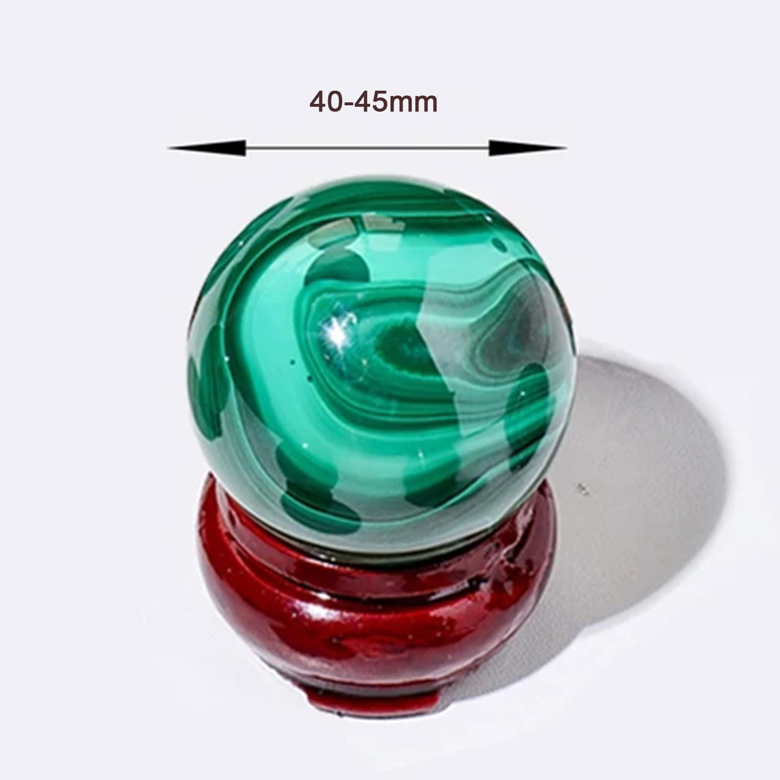 Sfera di Cristallo con Sfera di Malachite Verde, Statuetta con Scultura a Sfera in Pietra preziosa curativa Naturale con Supporto per Decorazioni per la casa,40~45mm