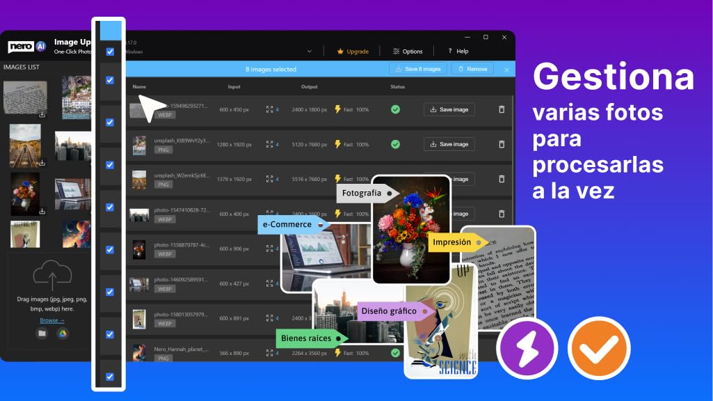 Nero AI Image Upscaler | Enfocar Fotos | Ampliar Imágenes | Escalar a 4K | Optimizar Fotos | Fácil Rescalado | Windows 11 / 10 | Licencia Anual
