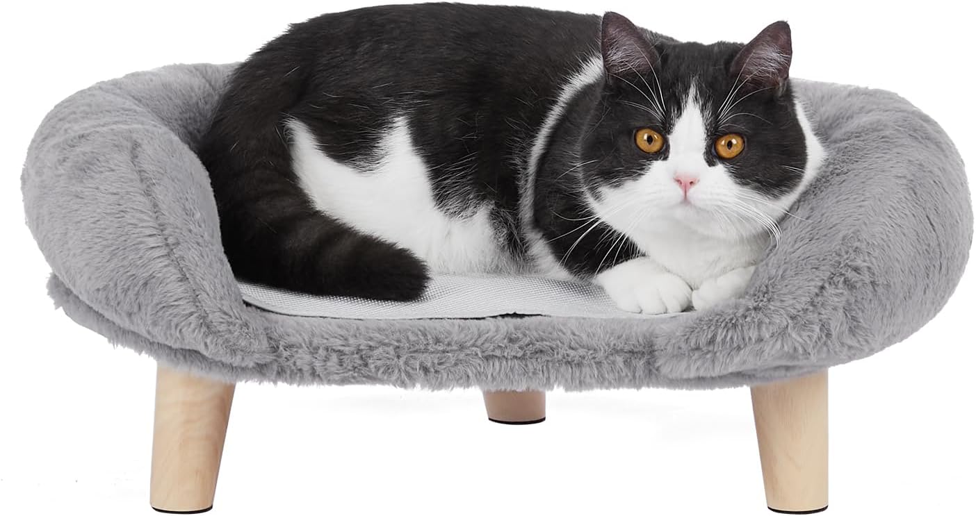 MEWOOFUN Cat Bed Fluffy and Soft Cat Sofa, Cat Couch Bed for Large Cats
