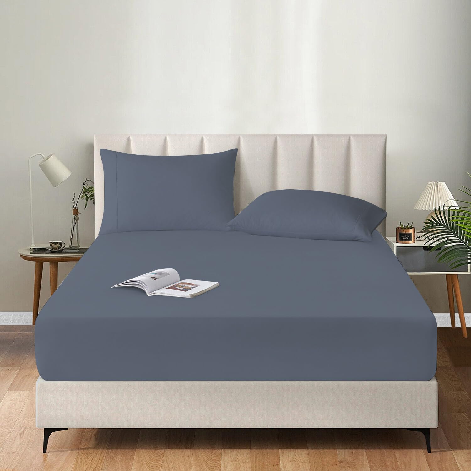 MistyMorning Extra Deep Fitted Sheet 16''/40cm, Egyptian Cotton bed sheets with 200 Thread Count - Image 2