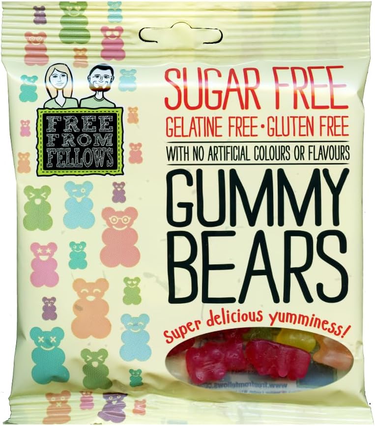 Gummy Bears Sugar, Gelatine & Gluten Free Jellies Sweets 100g (Pack