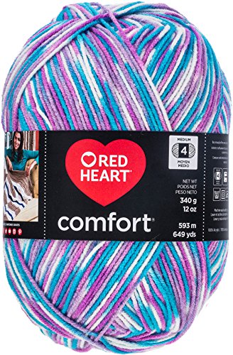 Image of RED HEART E707D.4111 Comfort Yarn, White Turq Violet