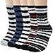 Chalier 5 Paare Dicke Kuschelsocken Weiche Komfortable Winter Herren Socken Warm Home Flauschige Bett Socken Geschenke für Männer Frauen, Streifen, Einer Größe