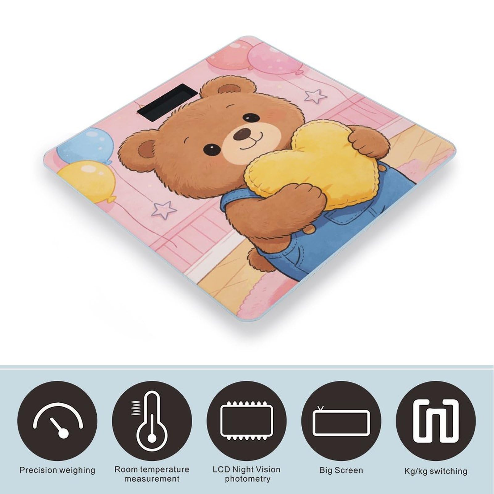 Love Heart - Báscula digital de alta precisión con pantalla LCD grande, báscula de peso duradera para uso doméstico, mide hasta 400 libras/180 kg