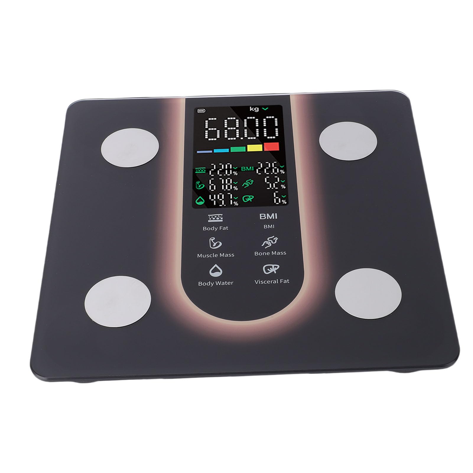 Pongnas Präzise Digitale Smart-Health-Waage, LED-Anzeige, Synchronisierungs-App für den Heimgebrauch (BLACK)