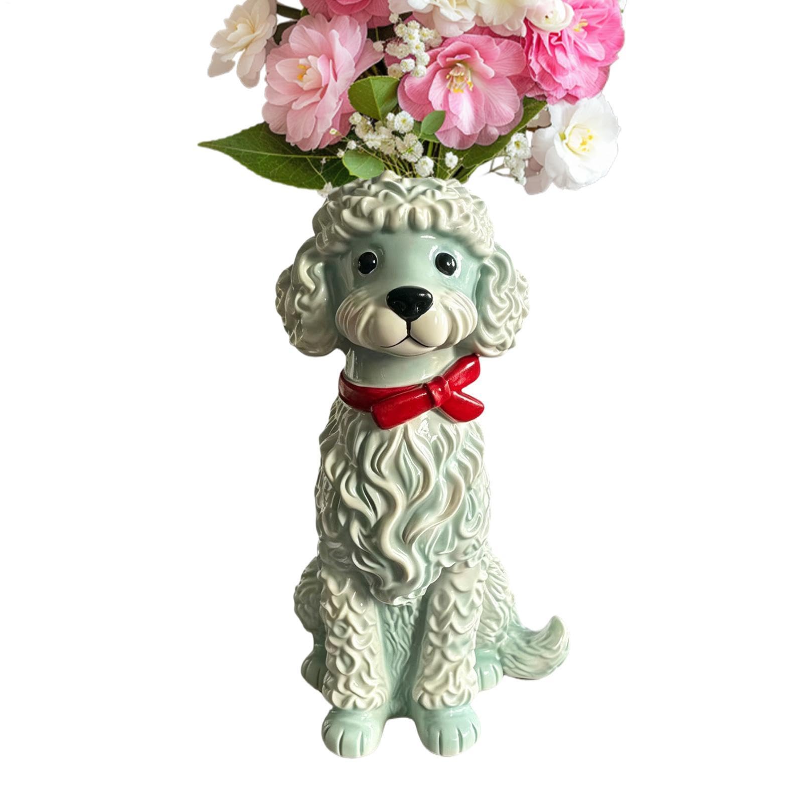 Jarrón de flores de animales centro de mesa artesanal de perro para decoración de cocina y casa