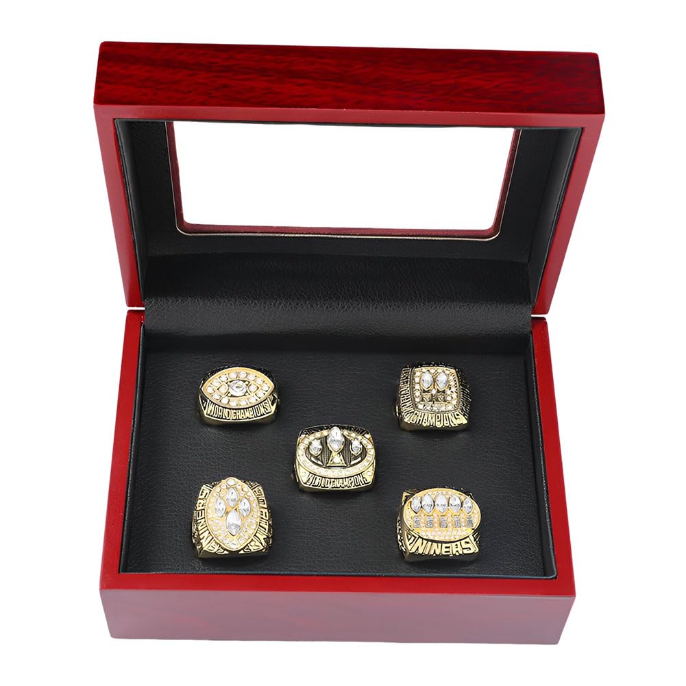 NFL-Meisterschaftsring-Set mit Display-Box, 49ers, 5-Jahres-Meisterschafts-Rugby-Champion-Ring, Super Bowl-Souvenir, einzigartige Geschenke für Cowboy-Herrenväter