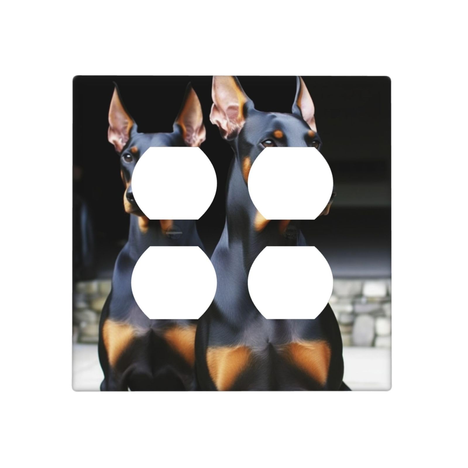 Decorator Wall Plate 2 Gang Light Switch Covers doberman Wallplate Double Toggle Switch Plate Standard Size Electrical Outlet Covers Decorative Wall Switch Plate Cover