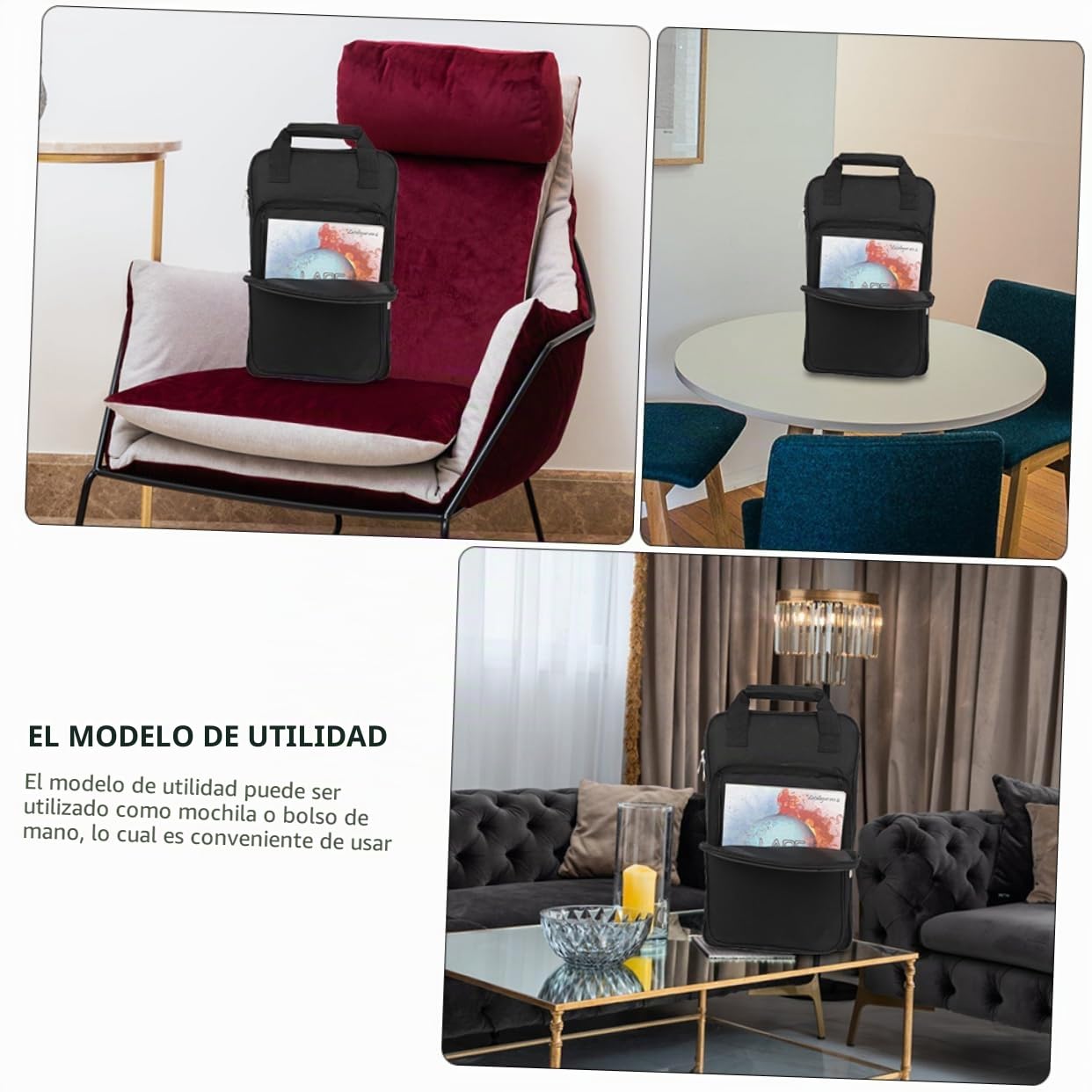 Mochila para Baquetas de Tela Oxford Negra, Bolsa Multifuncional Bolsillo Frontal, Diseño Acolchado y Resistente al Agua para Almacenamiento de Instrumentos