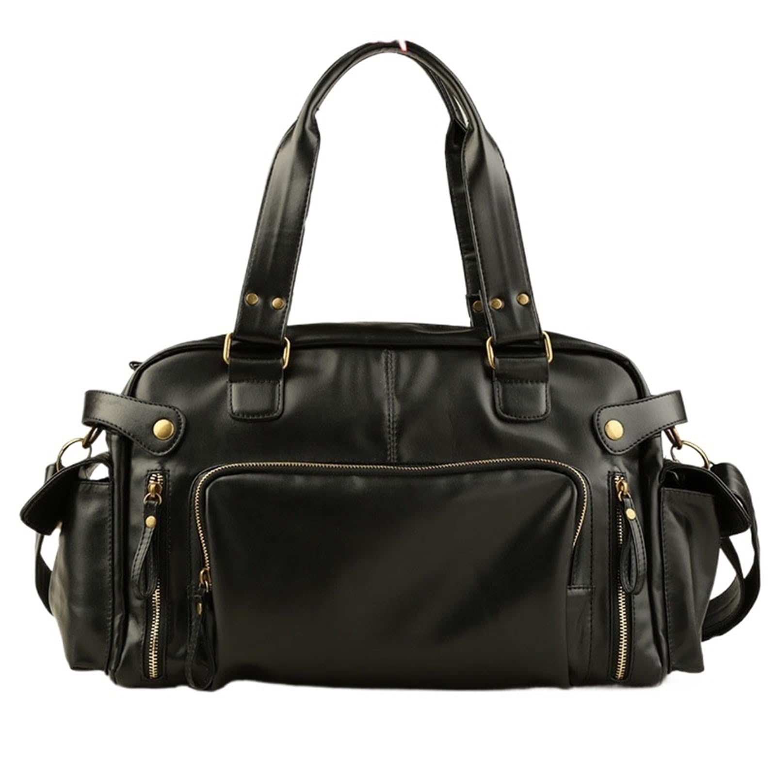 Bolsa de Viaje de Piel Bolso de Viaje for Hombre, Bolso de Mano Retro Tipo Bandolera de Piel sintética, Bolso de Mano Grande for Hombre, Bolso Cruzado for Guardar Equipaje(Black)