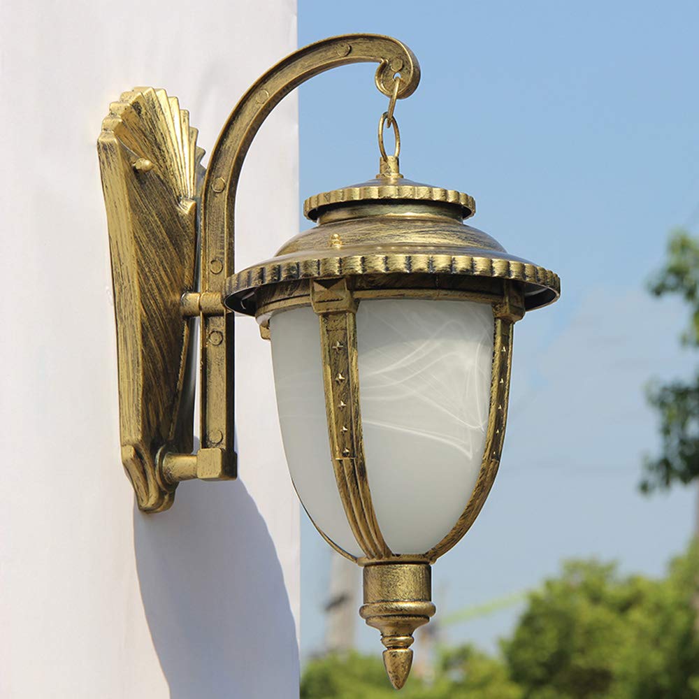 HPTHLY Wall Mounted Light Traditional Outdoor Wall Light Weathered Charcoal American Country E27 Water Droplets Wall Lamp Exterior Wall Lantern Reading Light(Bronze-38Cm)