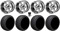 Vista 1 de Bundle - 9 Items: LSI Raptor 12" Golf Wheels Gm/Machined 215x35 Cruze Tires [for YamahaGolf Carts]