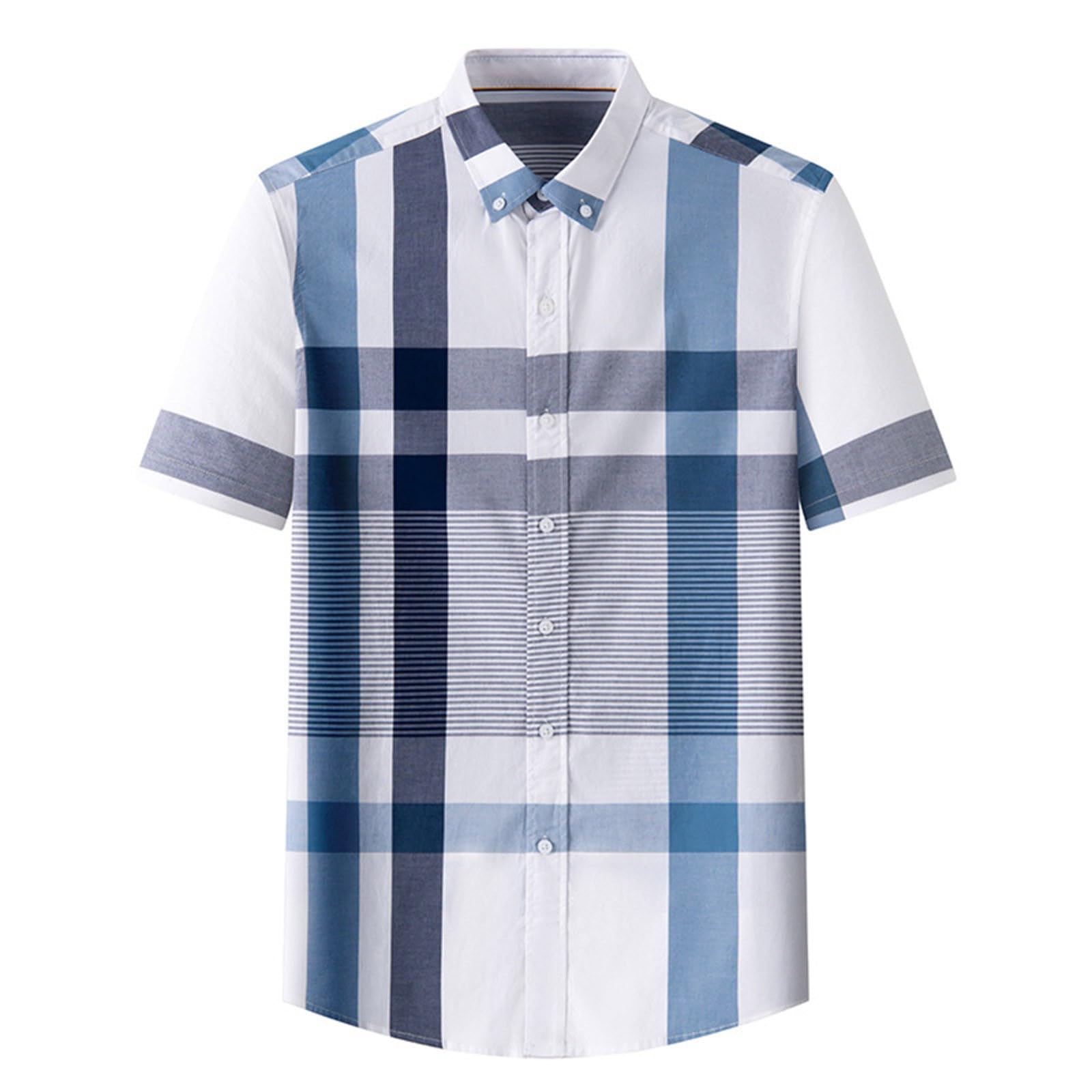 Generico Camicia Uomo Manica Corta Casual - Camicia a Quadri Multiuso per Uomo, con Bottoni Maniche Corte Regular Fit, Adatta a Lavoro, Tempo Libero E Sport Leggeri, Colori Disponibili in 5 Varianti