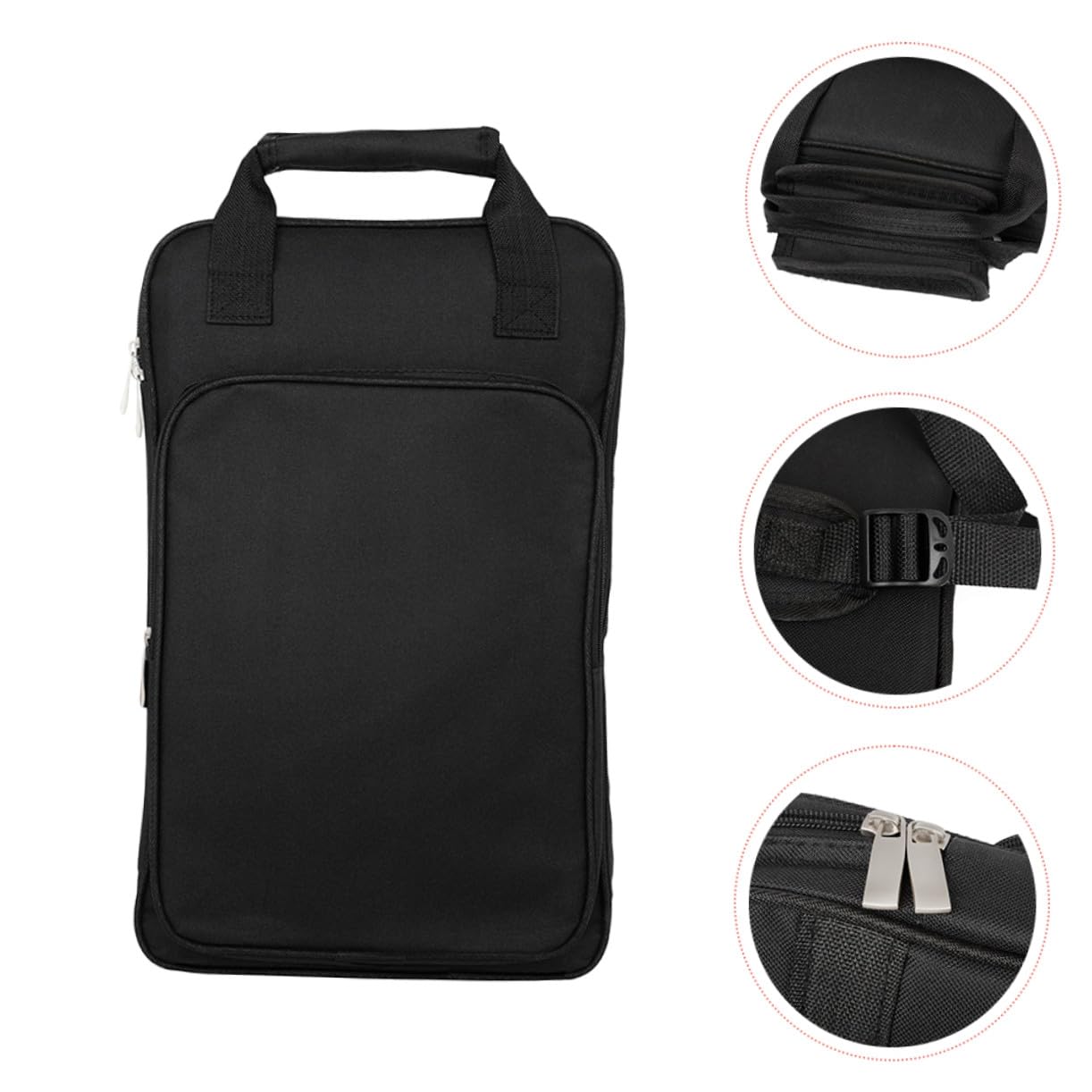 GALPADA Borsa per Bacchette da Batteria Nera Oxford Imbottitura in Cotone, Custodia Portatile Facile da Trasportare per Sale Prove e Concerti