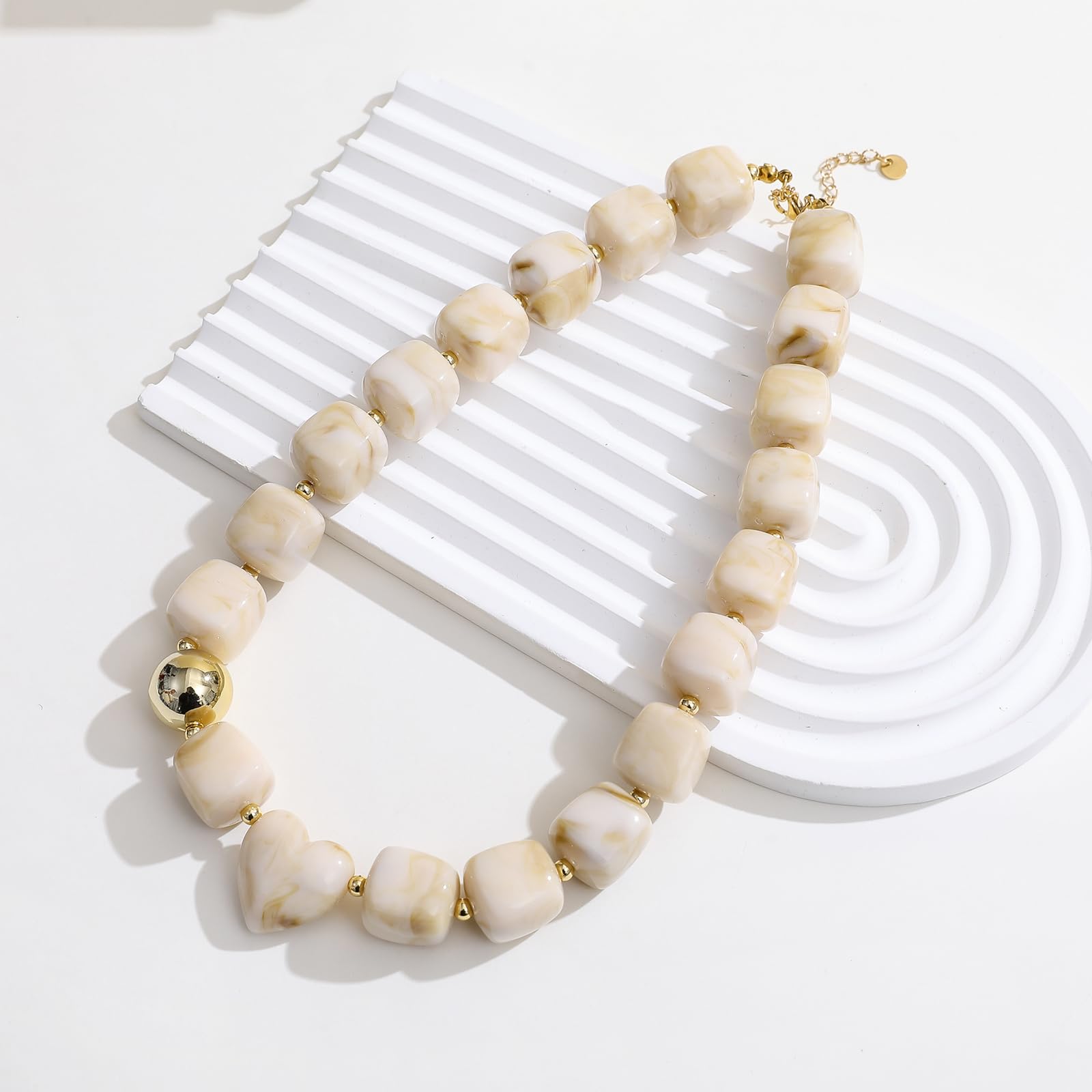 Colorful Resin Chunky Beaded Choker Necklace for Women, Summer Beach Jewelry — view 3