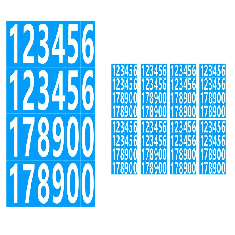 5 Set - Numeri Adesivi 1-100, Vinile Impermeabile - Bianco, 40 x 25 mm