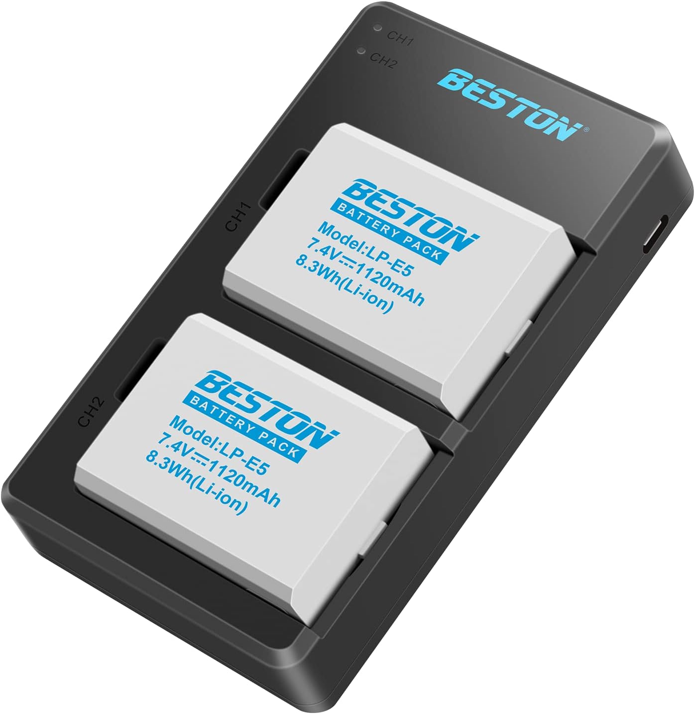 BESTONBESTON LP-E5 Battery and Charger Set for Canon EOS Rebel XS XSi T1i,1000D, 500D, 450D, Kiss F, Kiss X2, Kiss X3