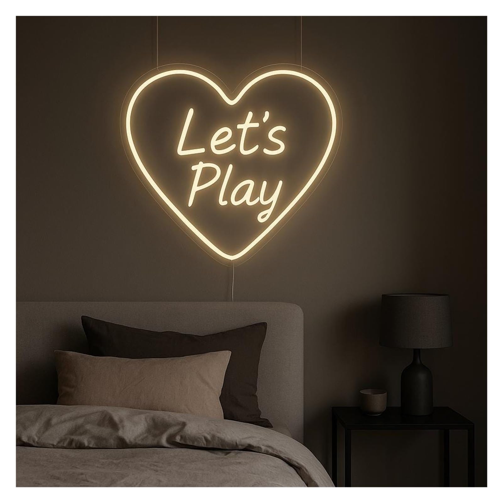 SHOUXI Sign Lamp Let's Play Neon Sign, Suitable for Bedroom Man Cave Decor with Dimmable 38cm