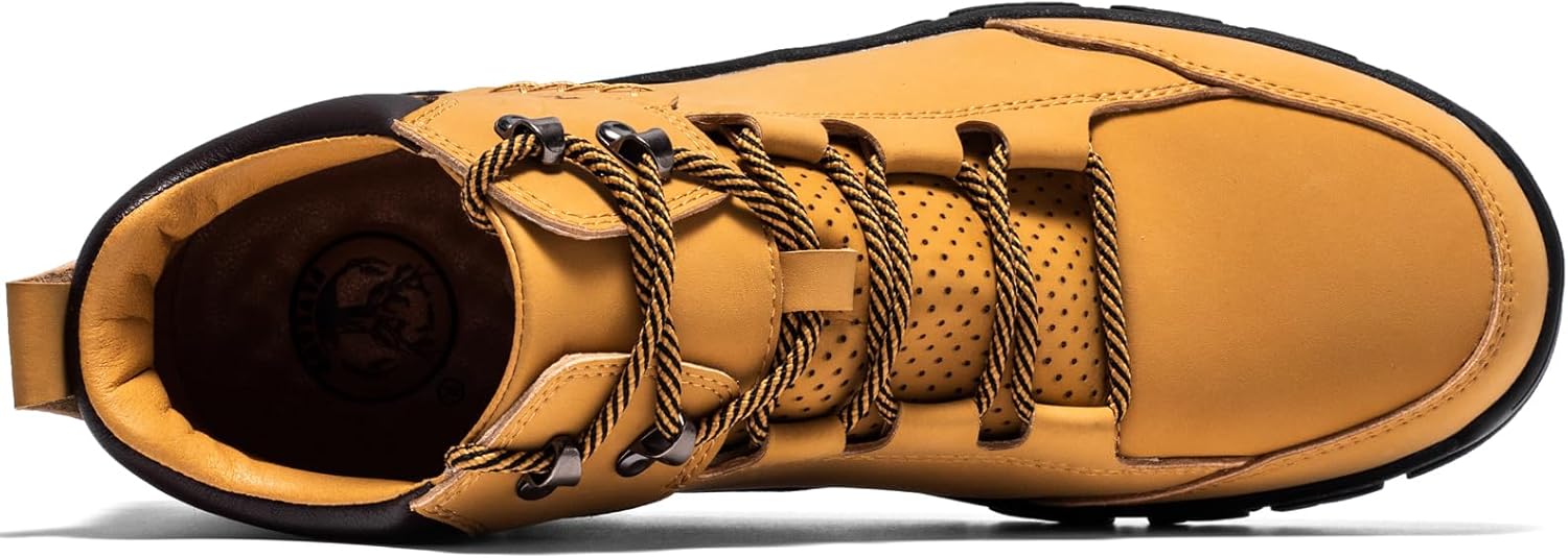 FLYLAND Men's Casual Leather Shoes Chukka Ankle Boots Handmade Fashion Shoes Non Slip Breathable Comfortable Mid Top for Driving Walking Outdoor - Image 2