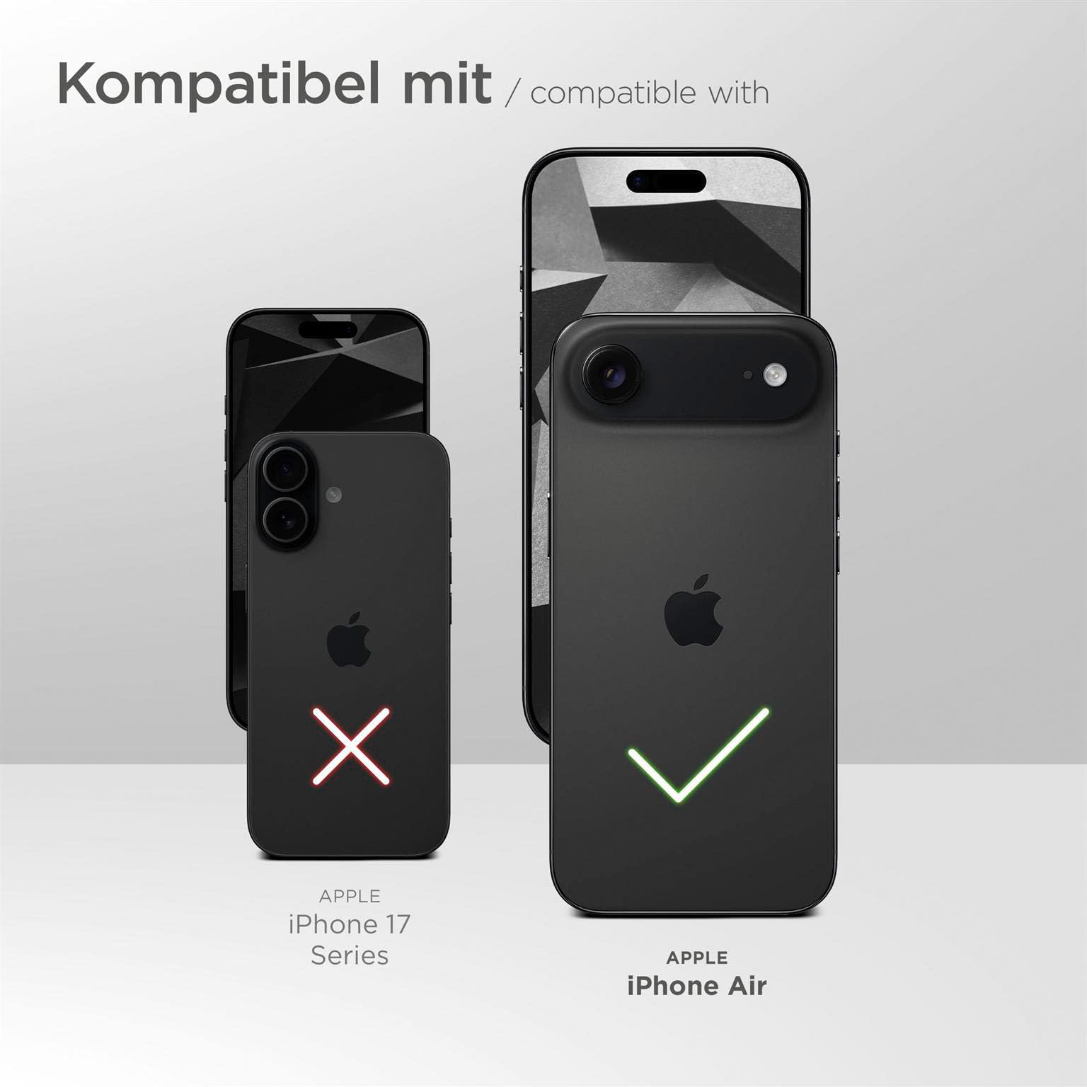 moex Set 4 in 1 per iPhone Air con 3 pellicole protettive, scomparto per carte di credito, custodia a libro e pellicola FlexProtect, protezione completa a 360°, bordeaux