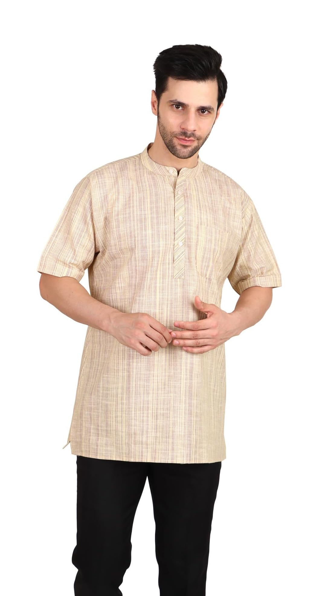 hellovastra Men's Cotton Short Kurta-picture-17