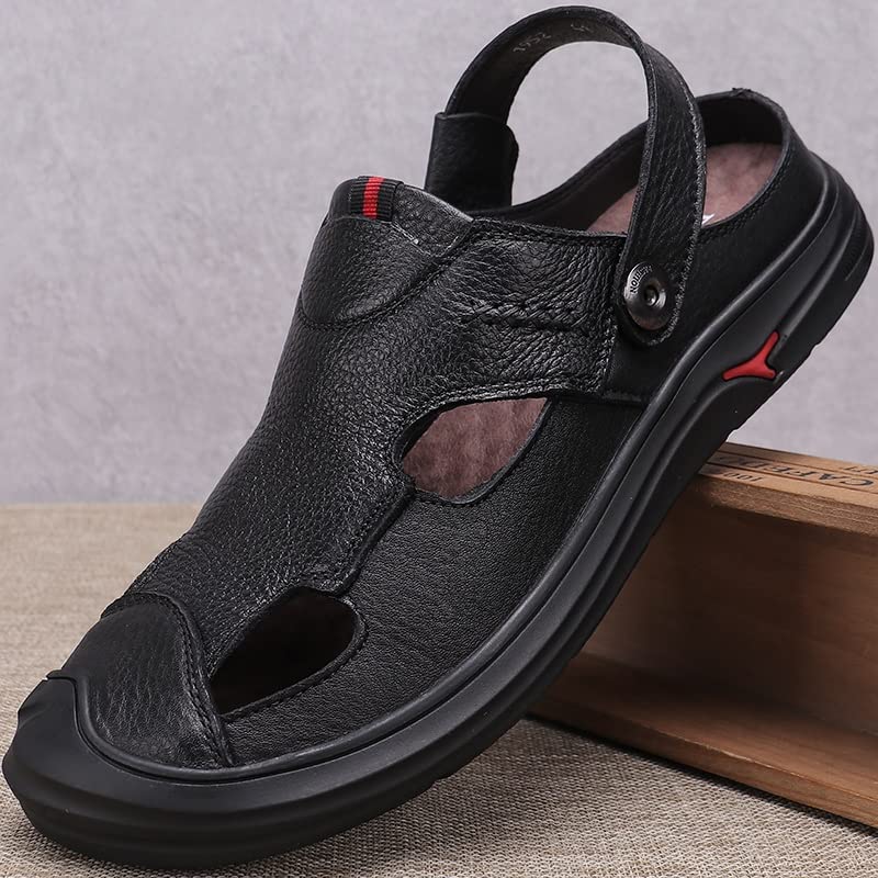 Men's Leather Sandals Beach Men Sandals Comfortable Male Sandals Outdoor Man Casual Shoes(40 Code)2