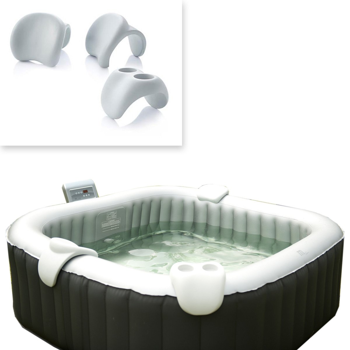 BRAST® Comfort Set: 2xNackenkissen + Gertränkehalter für alle MSpa Whirlpools