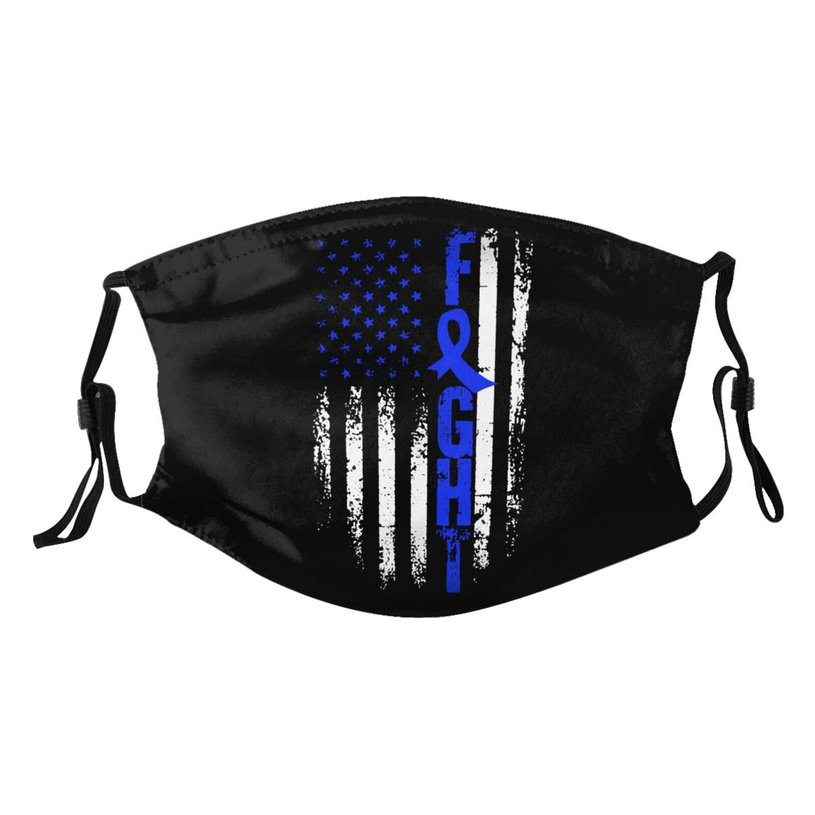 Colorectal Cancer Awareness America Flag Blue Ribbon Adult Dust Mask Adjustable Dust Face with 2 Filter16