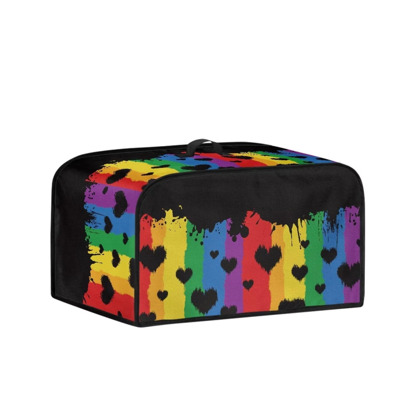 Jndtueit Slow Cooker Covers Oval Rainbow Heart Print Slow Cookers Cover Anti-Stain Anti-Static Slow Stew Pot Cover with Top Handle and Accessories Pocket