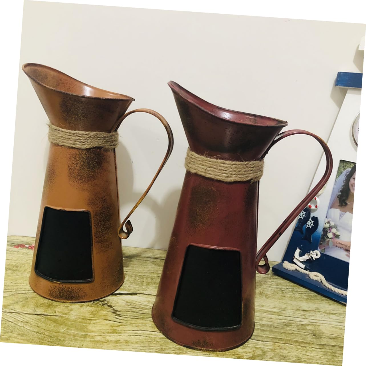 Cabilock Desktop Ornament Small Blackboard Coffee Pot Rustic Pitcher for Living Room