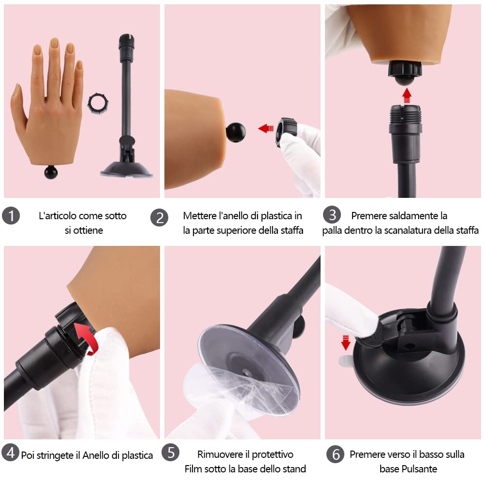 KnowU Mano Finta per Ricostruzione Unghie in Silicone con Supporto, Flessibile e Durevole