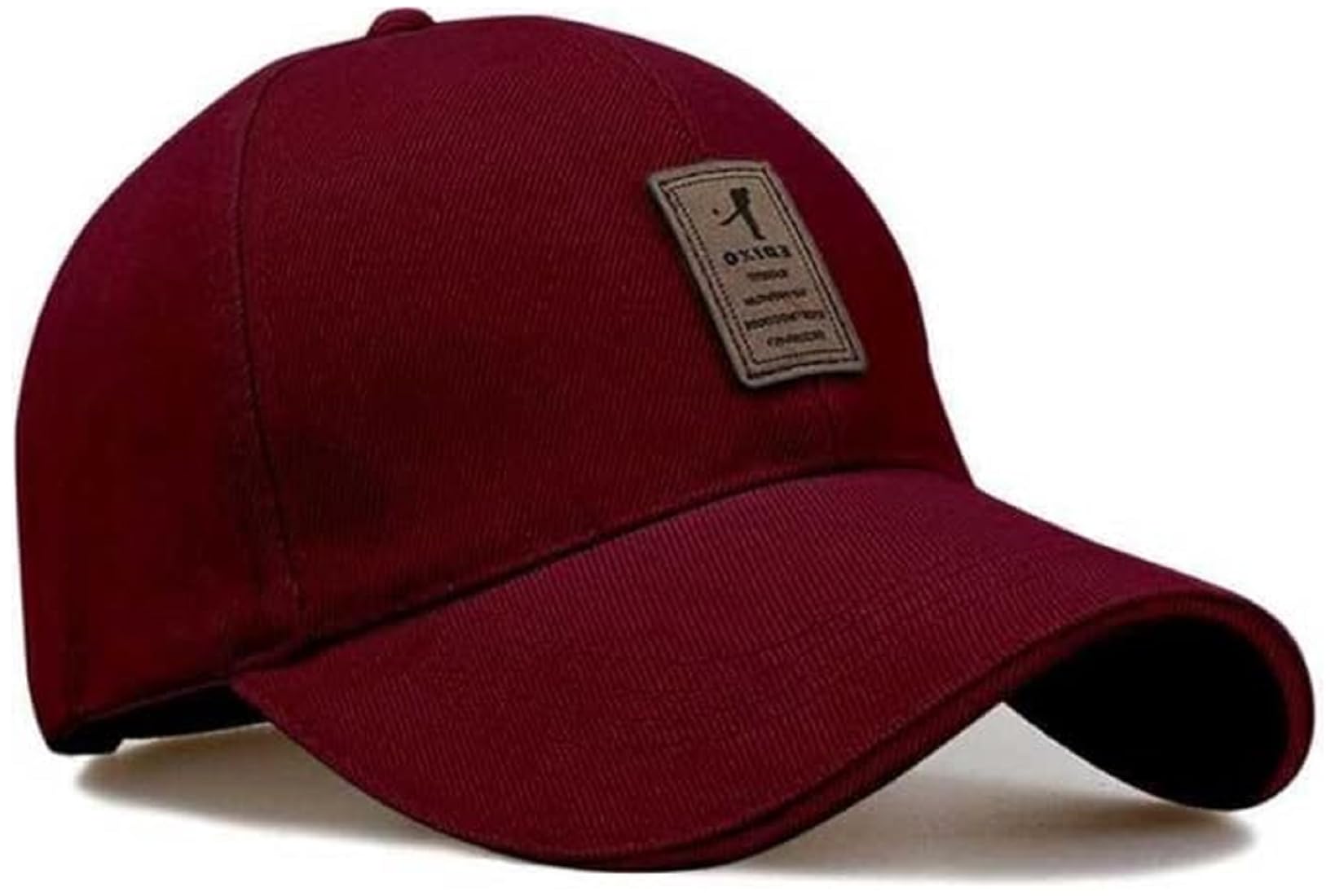 Men’s & Women’s Cotton Baseball Cap | Adjustable Solid Color Casual Sports Hat with Stylish Patch | Lightweight Outdoor Sun Protection Cap for Travel, Running, Golf (in, Alpha, Free Size, Maroon) 1