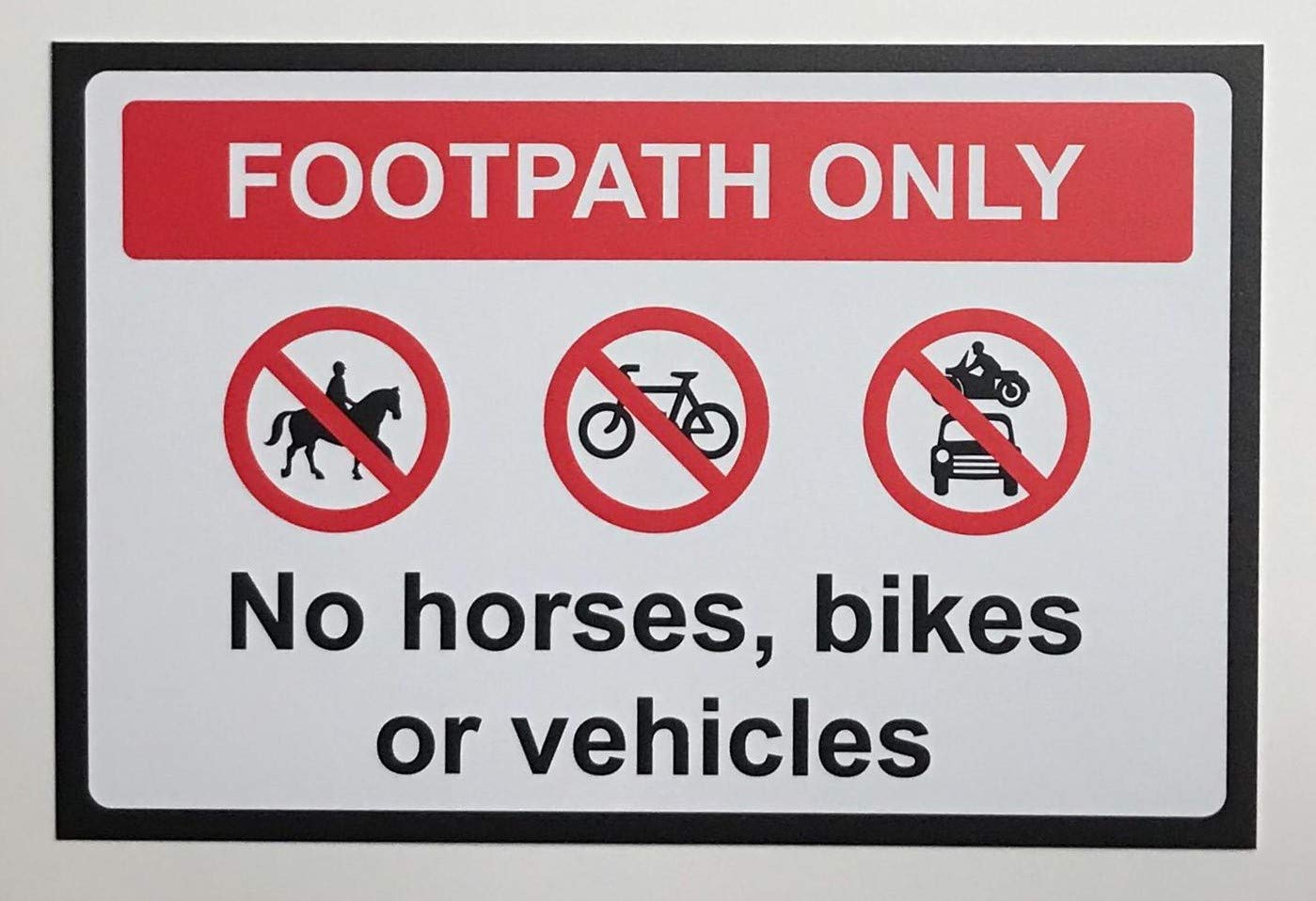 Kpcm Display Ltd Footpath Only No Horses, Bikes Or Vehicles Safety Sign - 1.2Mm Rigid Plastic 400Mm X 300Mm