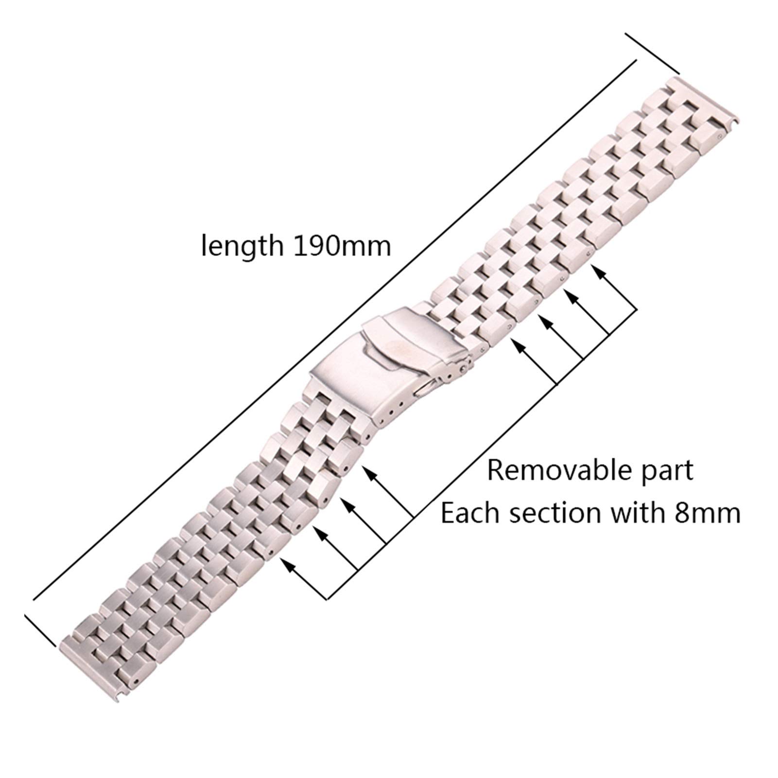 Pasek do zegarka Solidny pasek do zegarka ze stali Pasek do zegarka solidna bransoletka ze stali nierdzewnej zegarek z paskiem 18mm 20mm 22mm 24mm srebrne szczotkowane metalowe paski do zegarków kobie