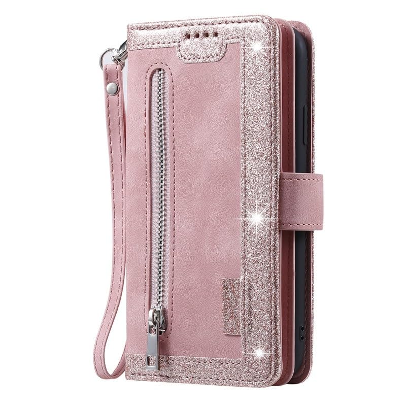 Étui compatible avec Samsung Galaxy S25 portefeuille cuir zippé