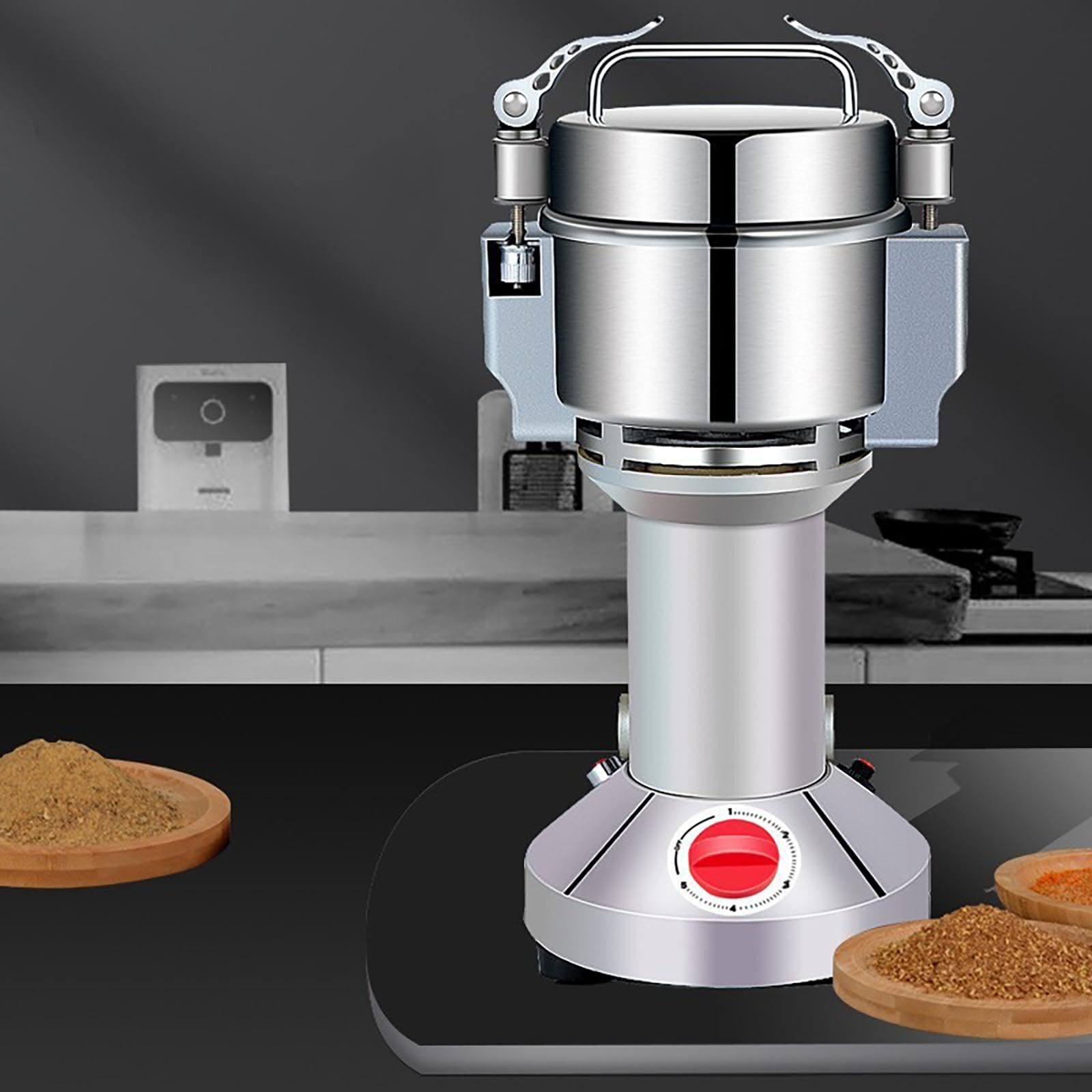 Broyeurs a Grains Électrique 3000W, Moulin a Herbes en Acier Inoxydable Avec Dispositif de Sécurité, pour Grains de Café, Blé et Noix