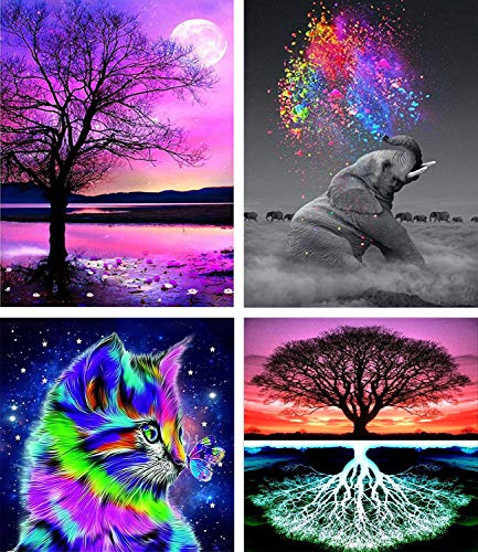 AmzKoi Peinture Diamant, 4 Pièces 5D Diamond Painting, Diamond Painting Kit pour Adultes Strass, Diamant Arts Craft pour la Décoration Murale à la Maison