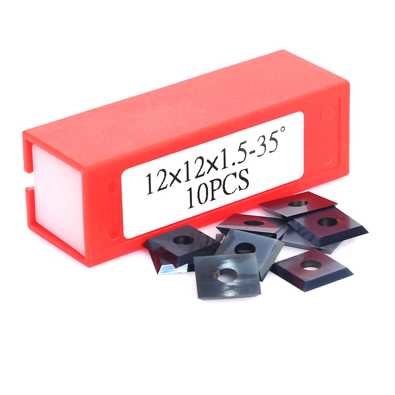 10PCS 12x12x1.5mm(Thickness) DLC Coated Carbide Inserts Cutters for Slab Flattening Router Bit, 4-Cutting Edge(Reversible), Standard Square Blade for