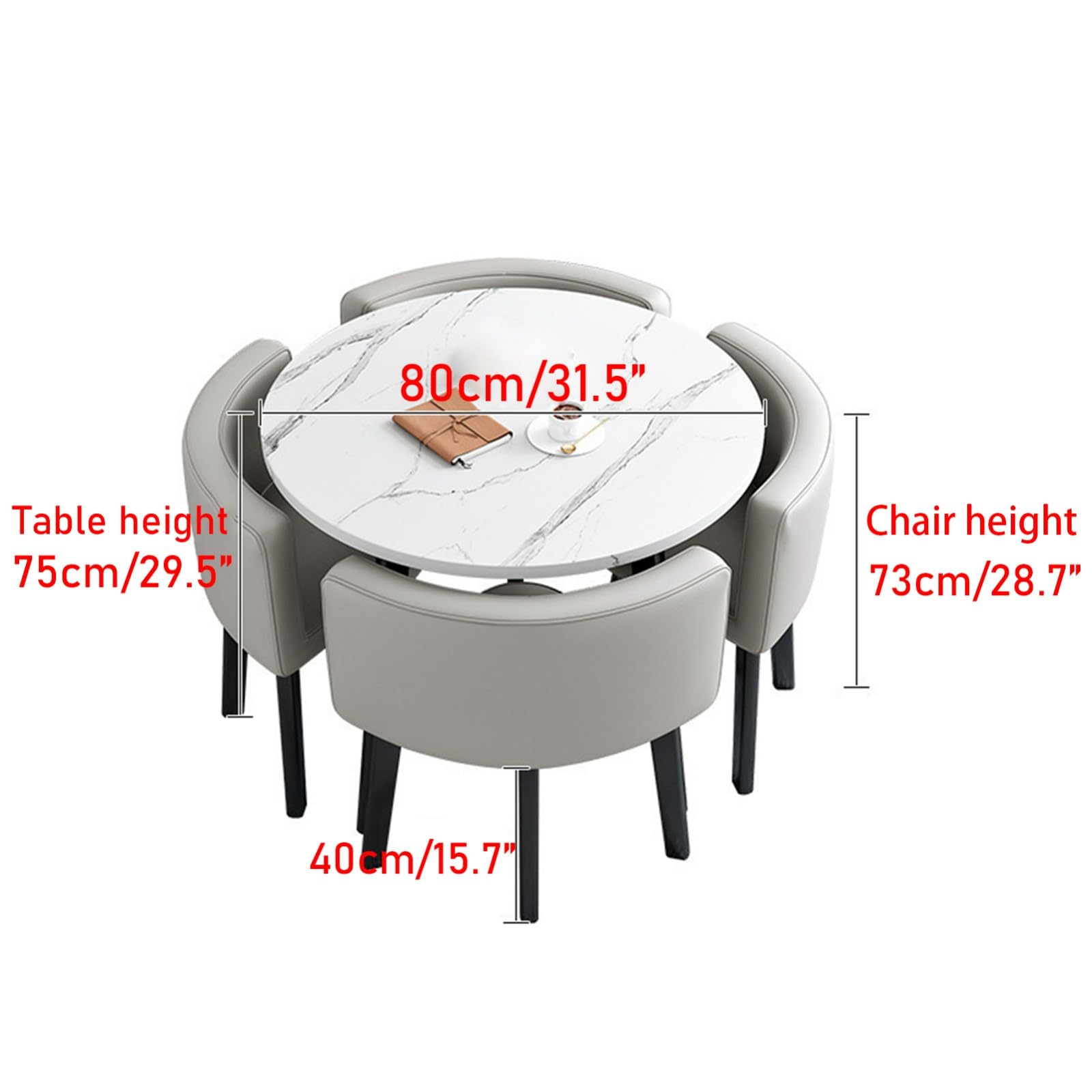Tavolo rotondo multifunzione da 80 cm (31,5") per ufficio, reception e negoziazione, set semplice da 4 pezzi per piccole riunioni, club, cucina e sala da pranzo (giallo)