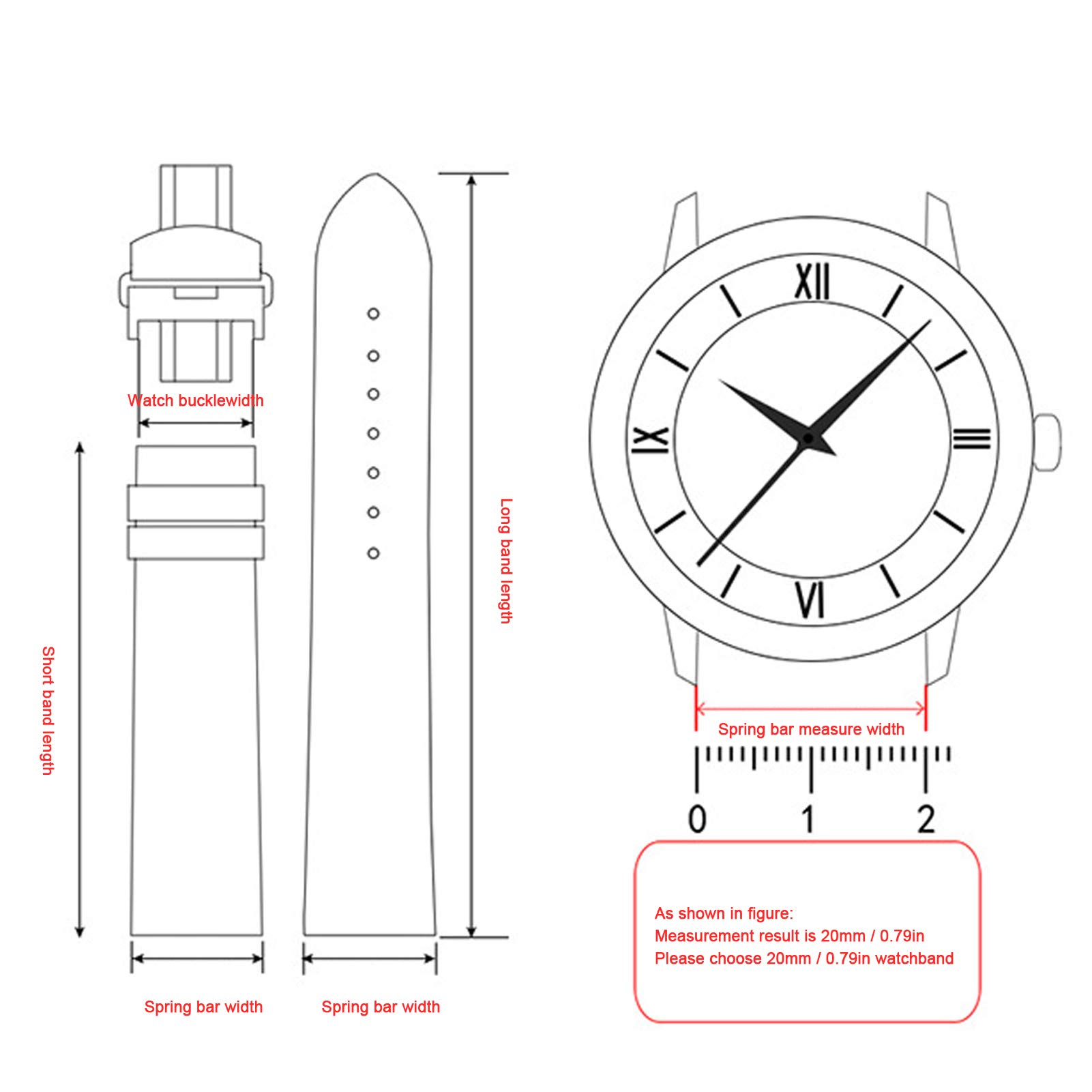 ANKROYU PU Leather Watch Bands, Adjustable Silica Gel Watch Band, Universal Replacement Watch Strap Part Accessory Classical Leather Watch Straps for Men and Women (16mm Black)