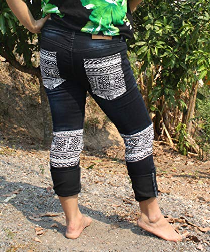 RaanPahMuang Unique Africa Dashiki Knee Section Cotton Denim Jeans African3