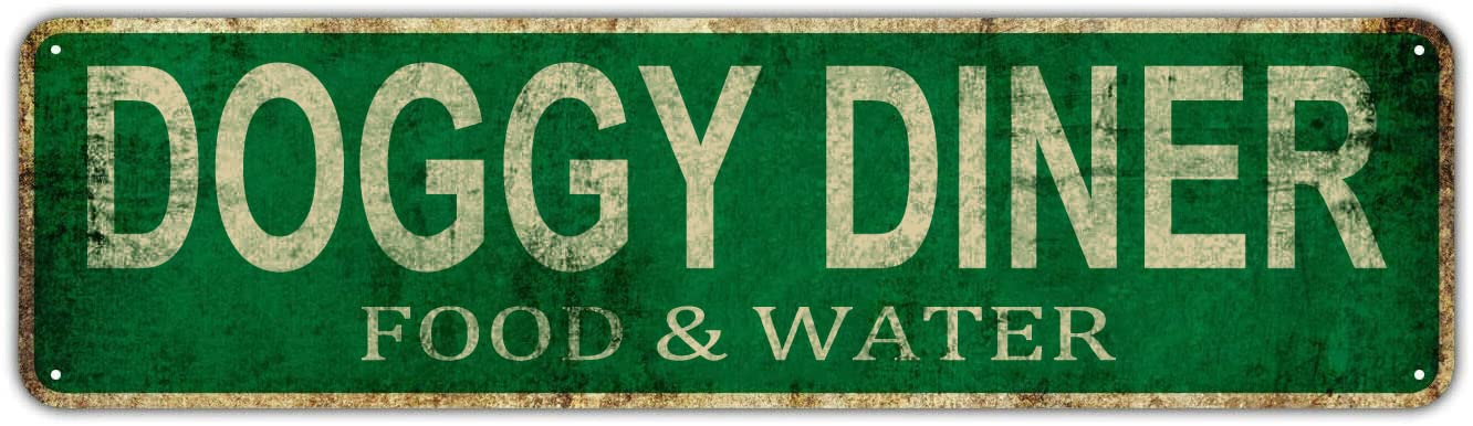 Smazdfxx A1468 Doggy Diner Sign Retro Aluminum Metal Sign For Street Home Office Garden Decor 4X16 Inch